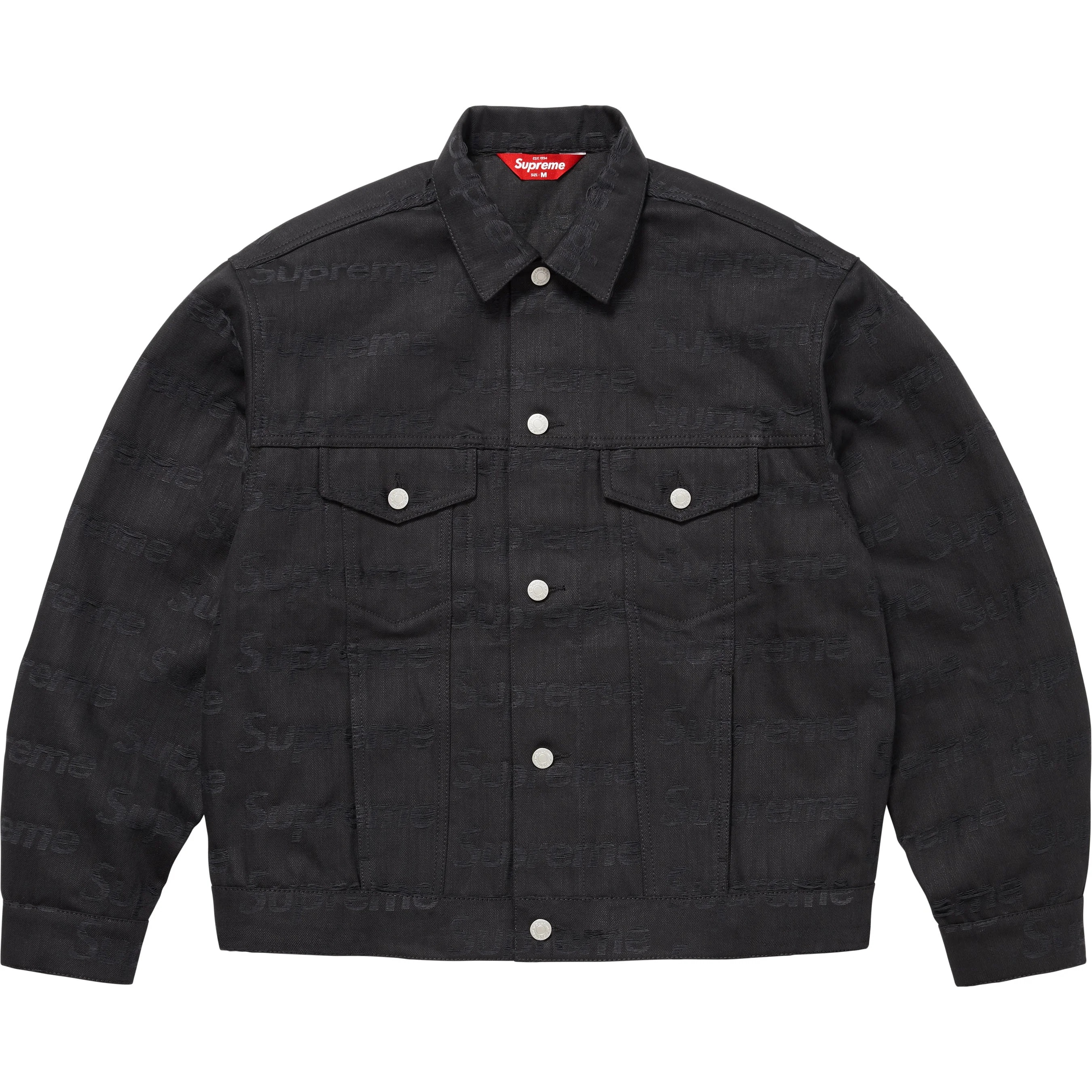 Jacquard Logos Denim Trucker Jacket view 6